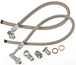 Stainless Braided Power Steering Hose Kit Ford Plastic Pump to 1979-Newer Mustang Rack