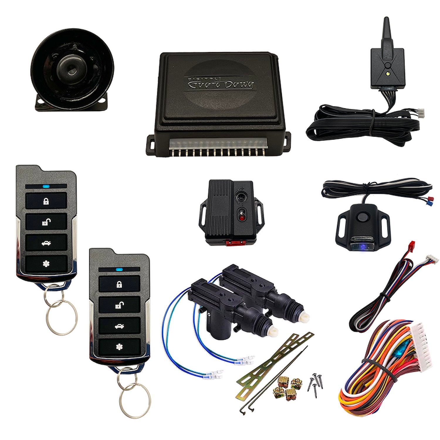 DGD-KY-ALM-1-2A Keyless Entry and Alarm System, 1-Way w/2-Door Actuator Kit