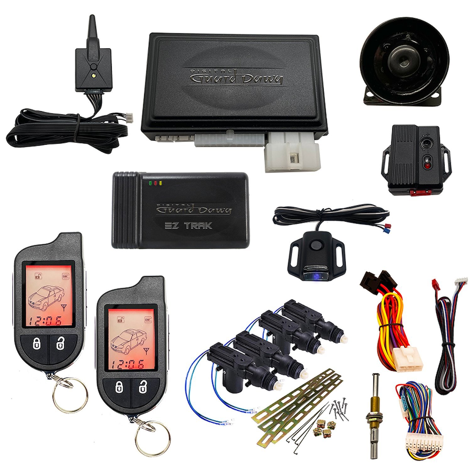DGD-KY-ALM-RS2-4A-EZ Keyless Entry, Alarm System, and Remote Start, 2-Way, w/4-Door Actuator Kit and Smart Phone EZ-Tracking