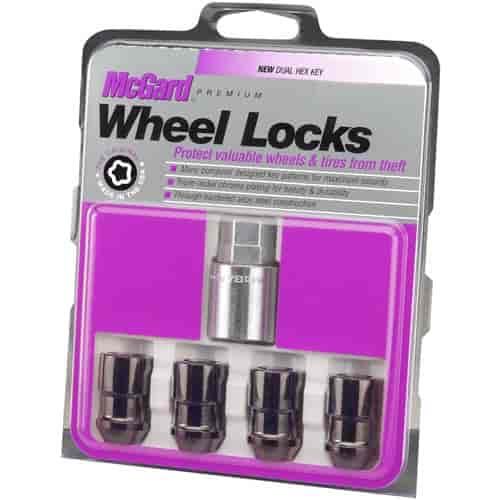 Locking Lug Nuts-Chrome/Black Cone Seat Style