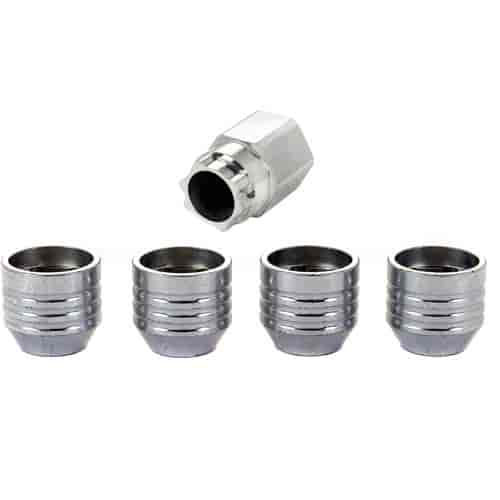 Locking Lug Nuts - Chrome Cone Seat-Open End Style Thread Size: 9/16-18 Key Hex Size: 7/8" Includes 4 Lug Nuts and 1 Key