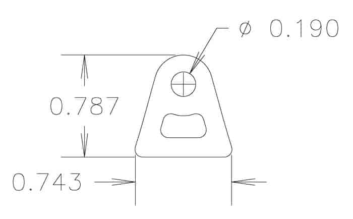 4130 1/16in THK - .190in HOLE - 7/8 HT STRAIGHT MINI CHASSIS TAB - QTY 20