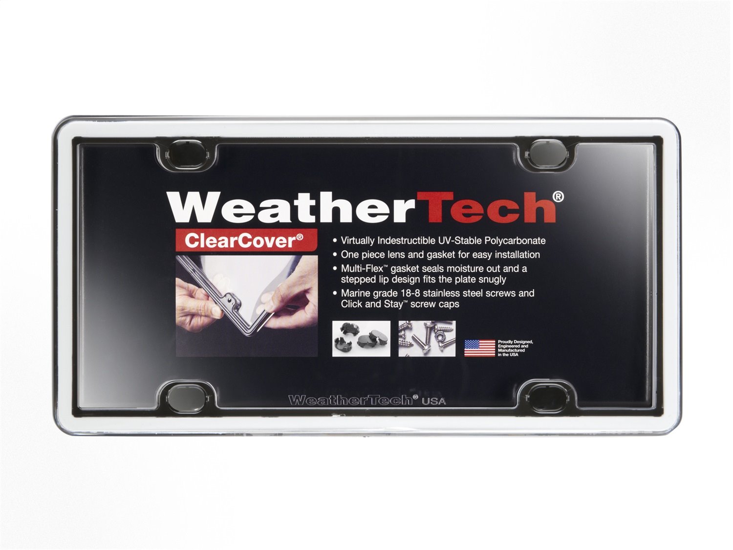 ClearCover License Plate Cover - White/Black Frame