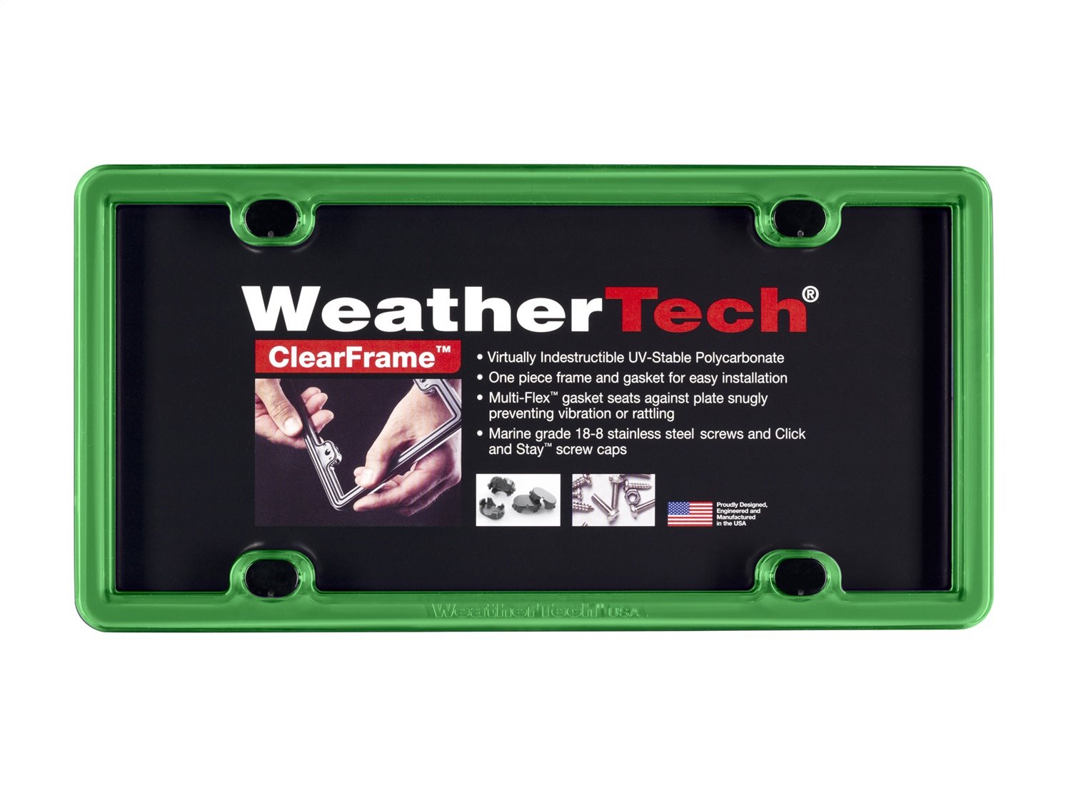 ClearFrame License Plate Frame - Kelly Green