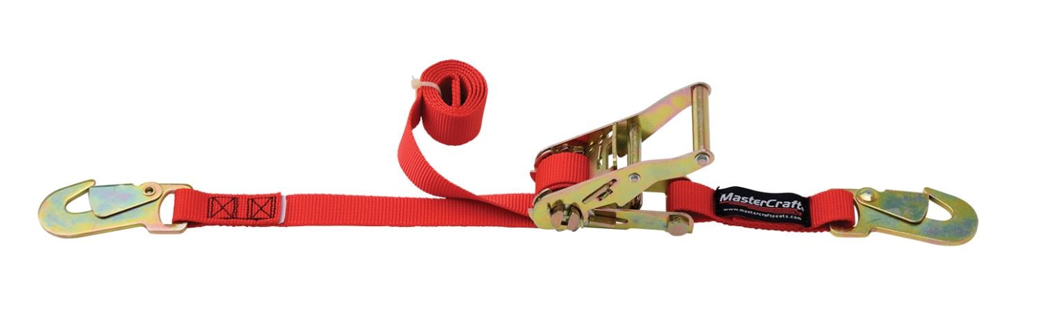 400006 1 in. x 6' Ratchet Strap with Snap Hooks, Red