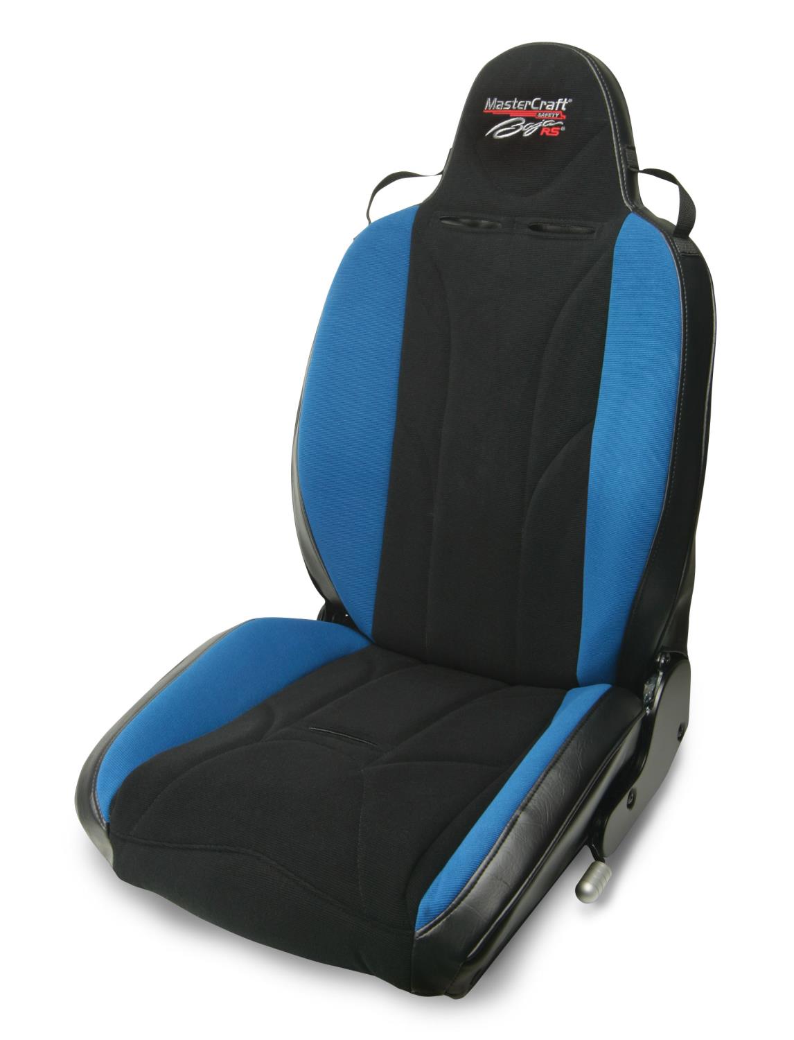 504023 MasterCraft Baja RS w/Fixed Headrest, Black w/Black Center & Blue Side Panels, Recliner Lever Left, w/BRS Stitch Pattern
