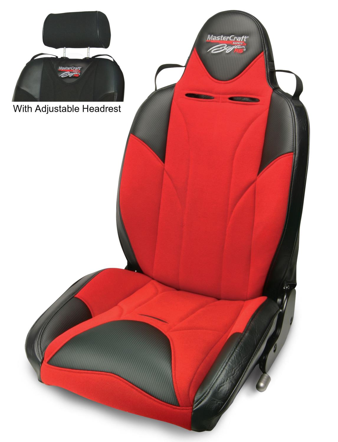 512122 MasterCraft Baja RS w/Adj. Headrest, DirtSport, Black w/Red Center & Red Side Panels, Recliner Lever Left