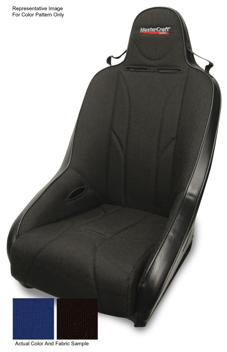561013 Standard PROSeat w/Fixed Headrest, Black with Black Fabric Removable Cushion, Blue Side Panels, Black Band w/BRS Stitch