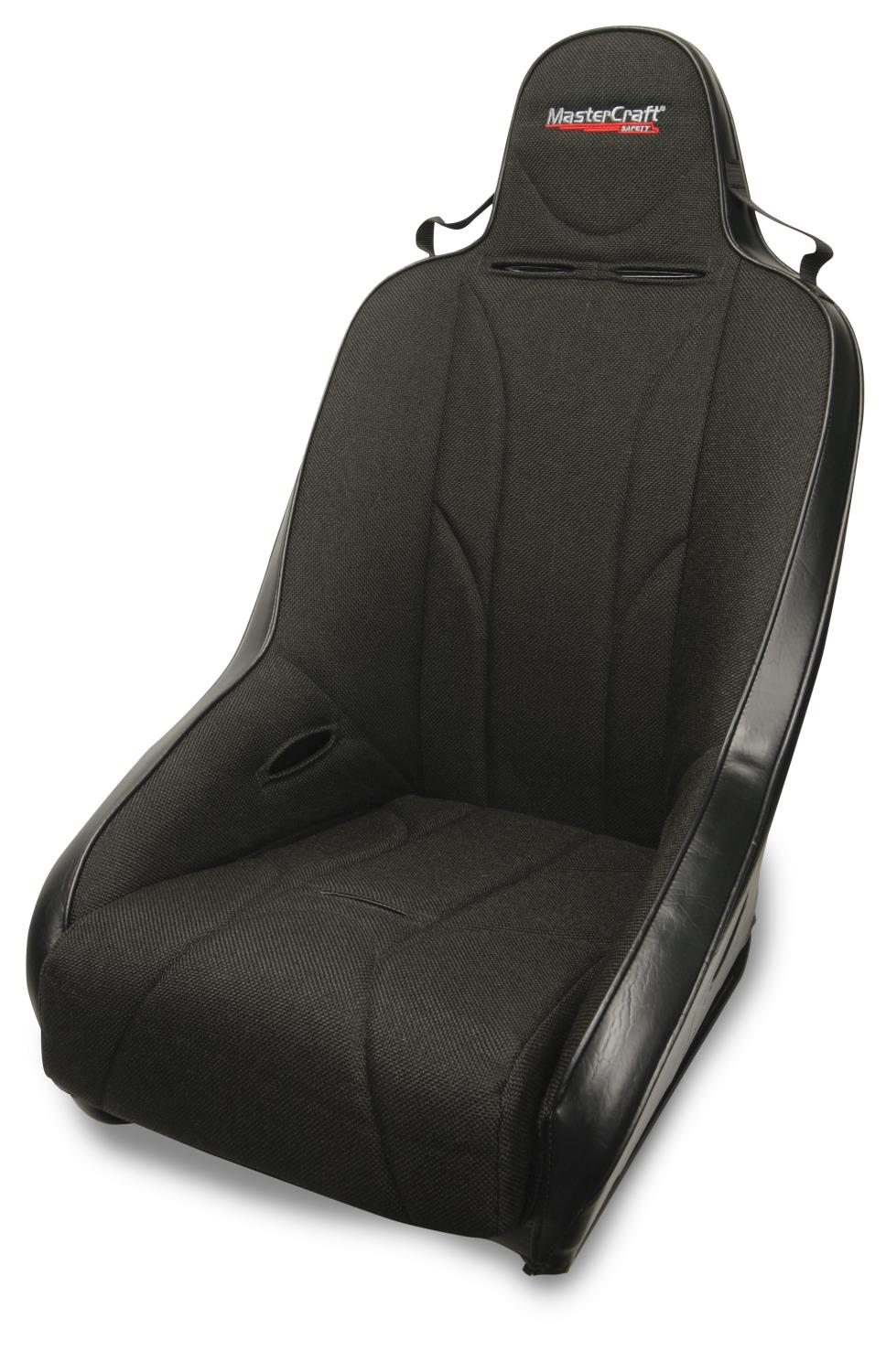 561114 1 in. WIDER PROSeat w/Fixed Headrest, Black with Black Fabric Removable Cushion, Black Side Panels, Black Band