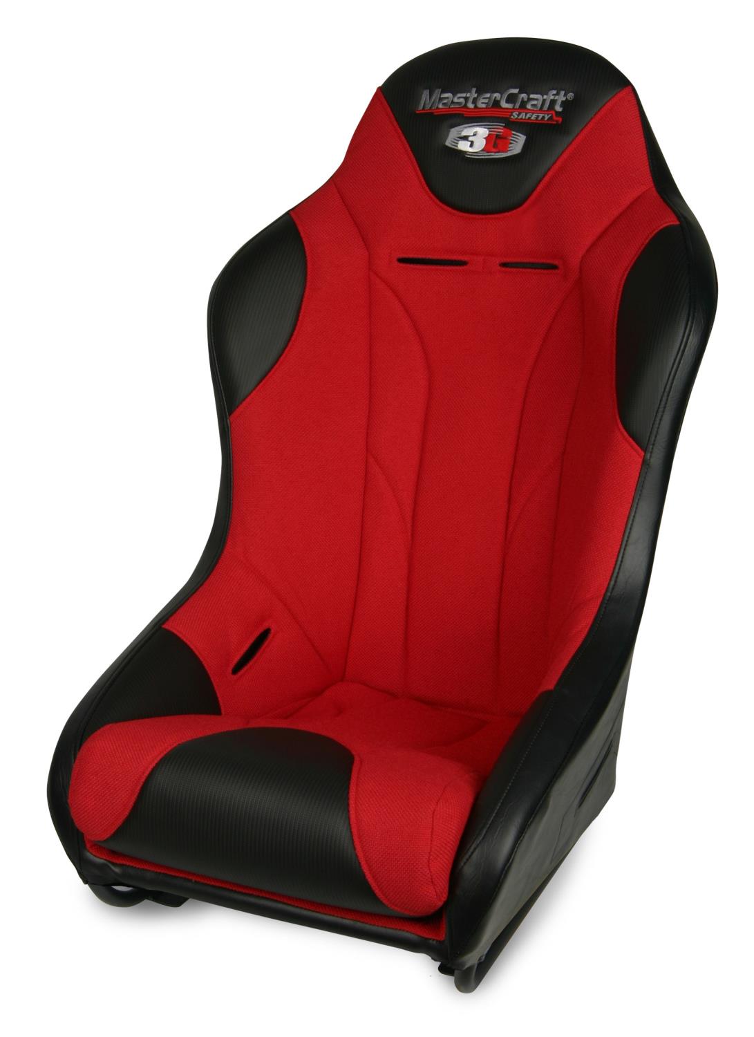 568022 1 in. WIDER 3G Seat w/DirtSport Stitch Pattern, Black with Red Fabric Center and Red Side Panels, Black Band