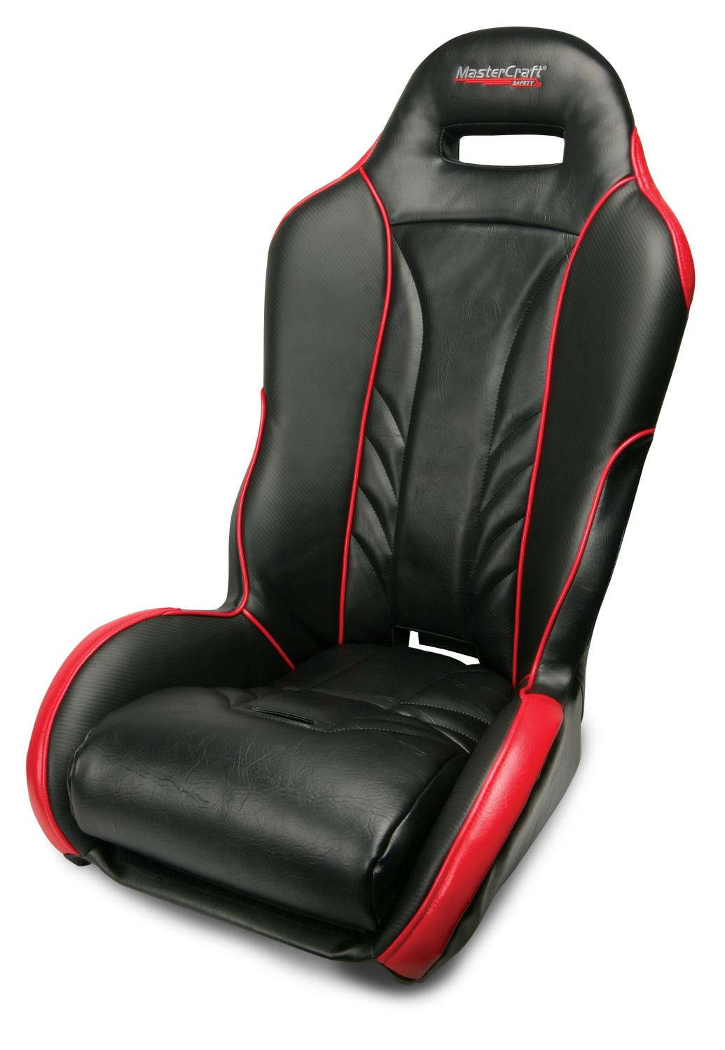 573402 S2/4 w/Fixed Headrest, All Vinyl Black w/Black Center & Black Side Panels, Red Trim, Universal