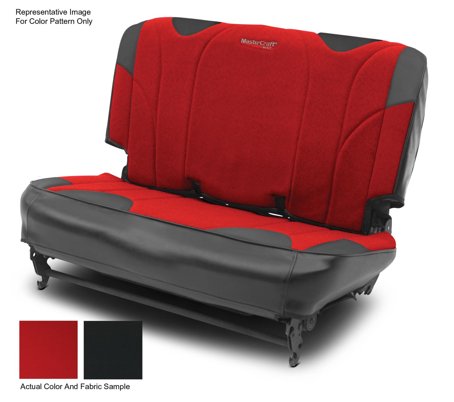 702712 Fold & Tumble Rear Seat Slip Covers, 2003-2006 Jeep TJ, DirtSportBlack w/Red Center and Red side Panels