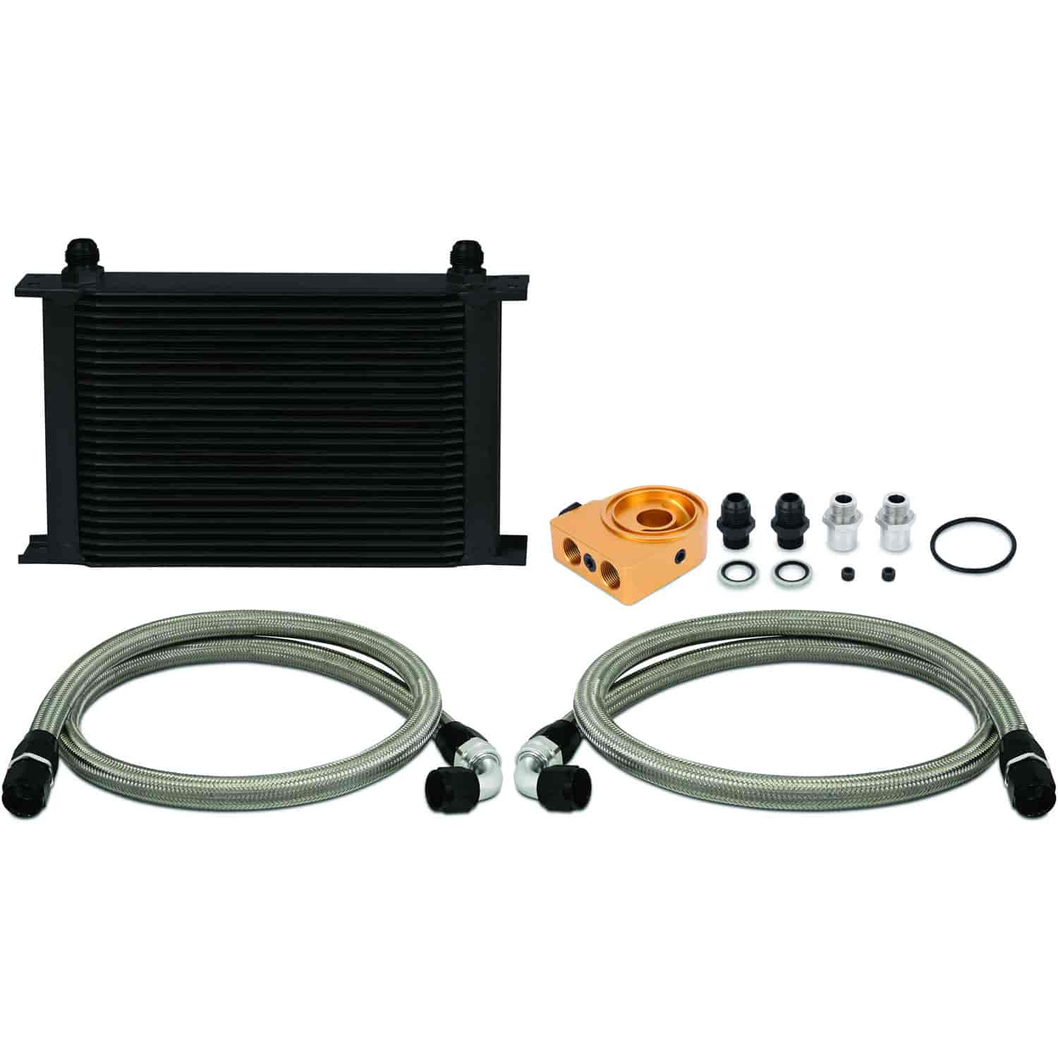 Universal Thermostatic Oil Cooler Kit Black 25 Row - MFG Part No. MMOC-UHTBK