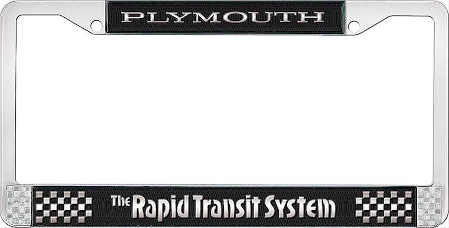 LF152108 License Plate Frame Black/Silver Plymouth Rapid Transit System