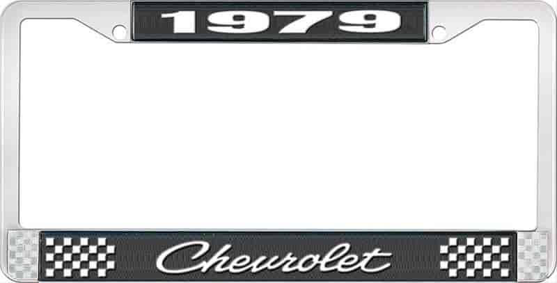 License Plate Frame 1979 Chevrolet Black And Chrome With White Lettering
