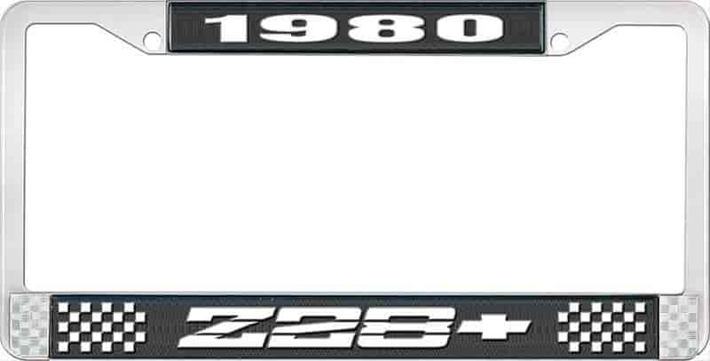 1980 Z28 License Plate Frame Black & Chrome, with White Lettering