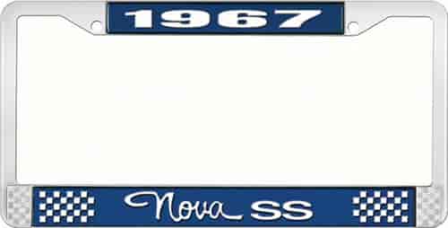 1967 Nova SS License Plate Frame Style 3 Blue