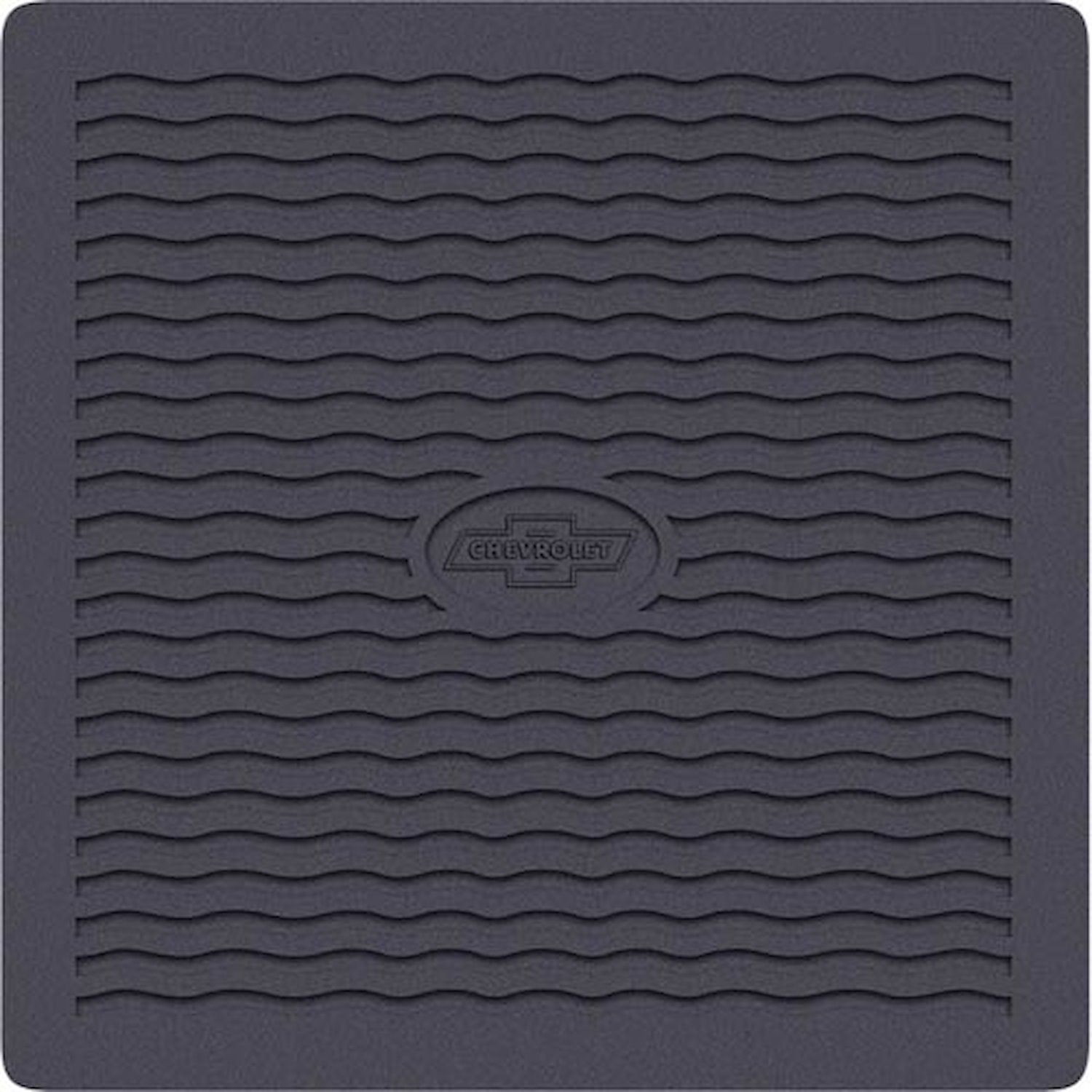 M55001 Accessory Front Floor Mats 1955-56 Bel Air, 150, 210, Nomad; With Bow Tie Logo; Black; Pair