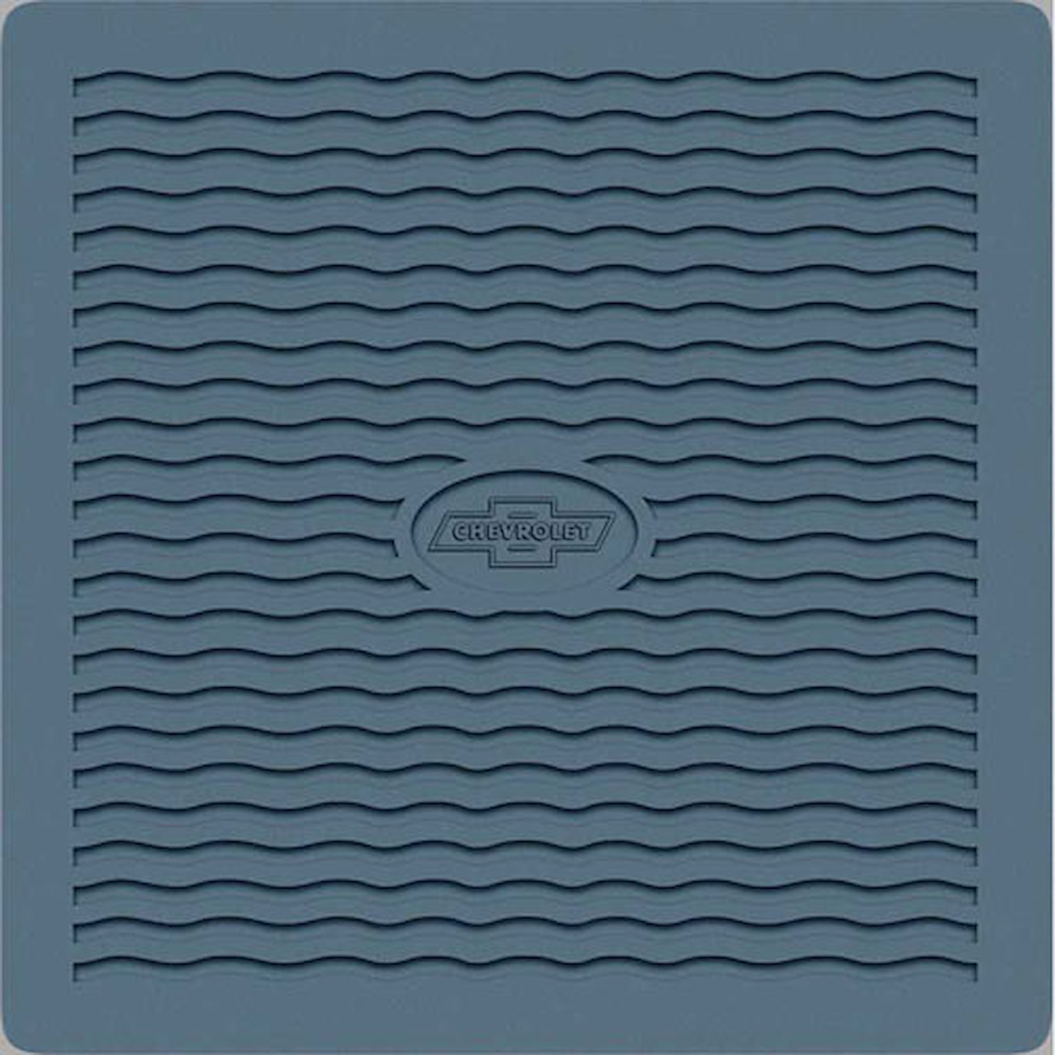M55003 Accessory Front Floor Mats 1955-56 Bel Air, 150, 210, Nomad; With Bow Tie Logo; Medium Blue; Pair