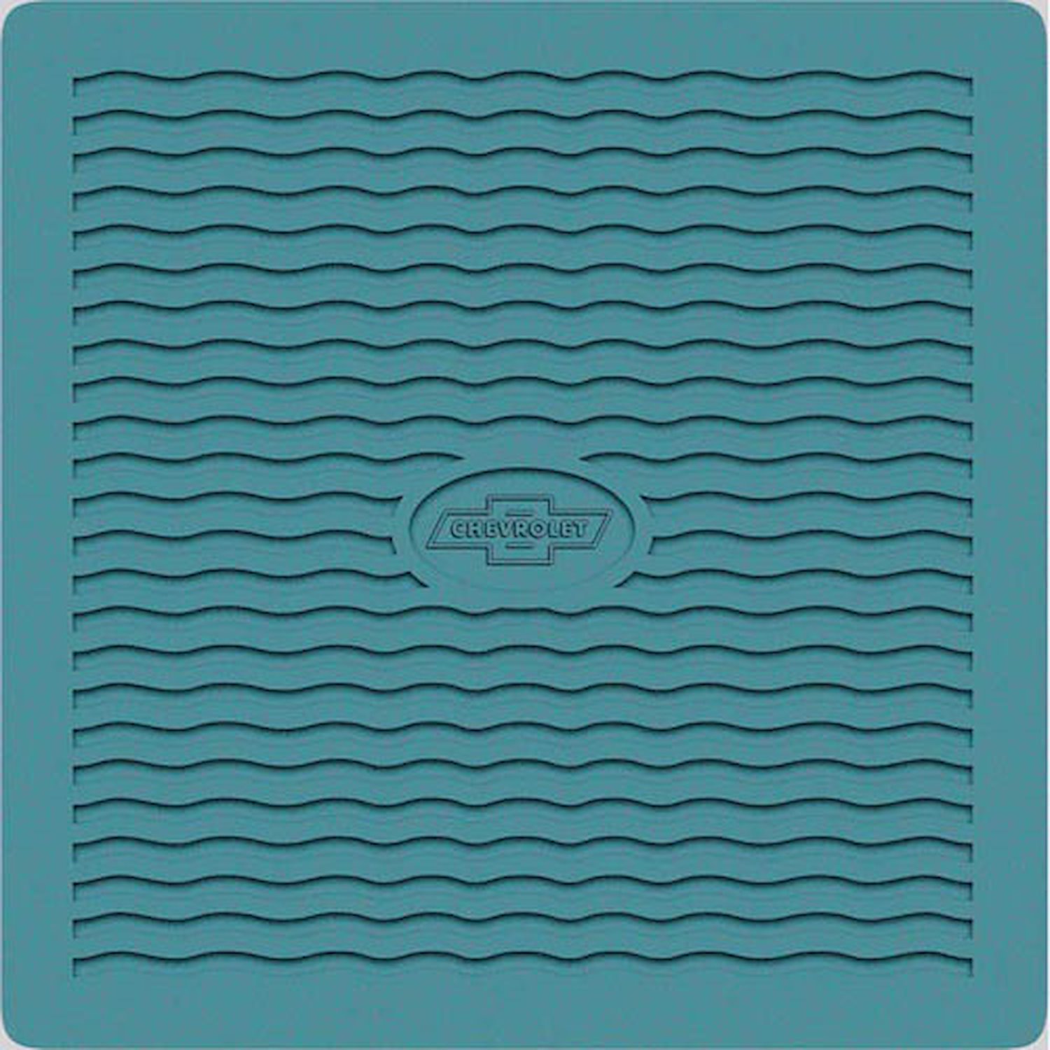 M55006 Accessory Front Floor Mats 1955-56 Bel Air, 150, 210, Nomad; With Bow Tie Logo; Turquoise; Pair