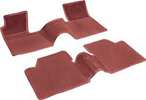 M62002 Nova Bow Tie Rubber Floor Mat Set 1962-64 Chevy II,; w/o Console; Red; 2 Piece; Front And Rear