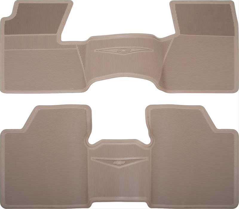 M62017 Bow Tie Rubber Floor Mat Set 1962-64 Chevy II, Nova; w/o Console; Fawn; 2 Piece; Front And Rear