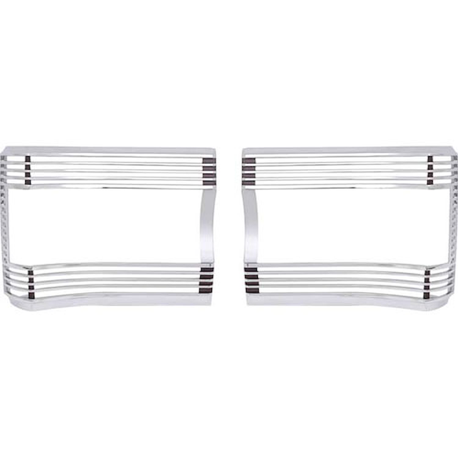 MB1986 Tail Lamp Bezels 1967 Plymouth GTX, Satellite; Argent Silver Inner Section; Pair