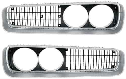 Front Grille Assembly 1970 Dodge Coronet, Super Bee - Silver Finish w/Black Accents - Pair