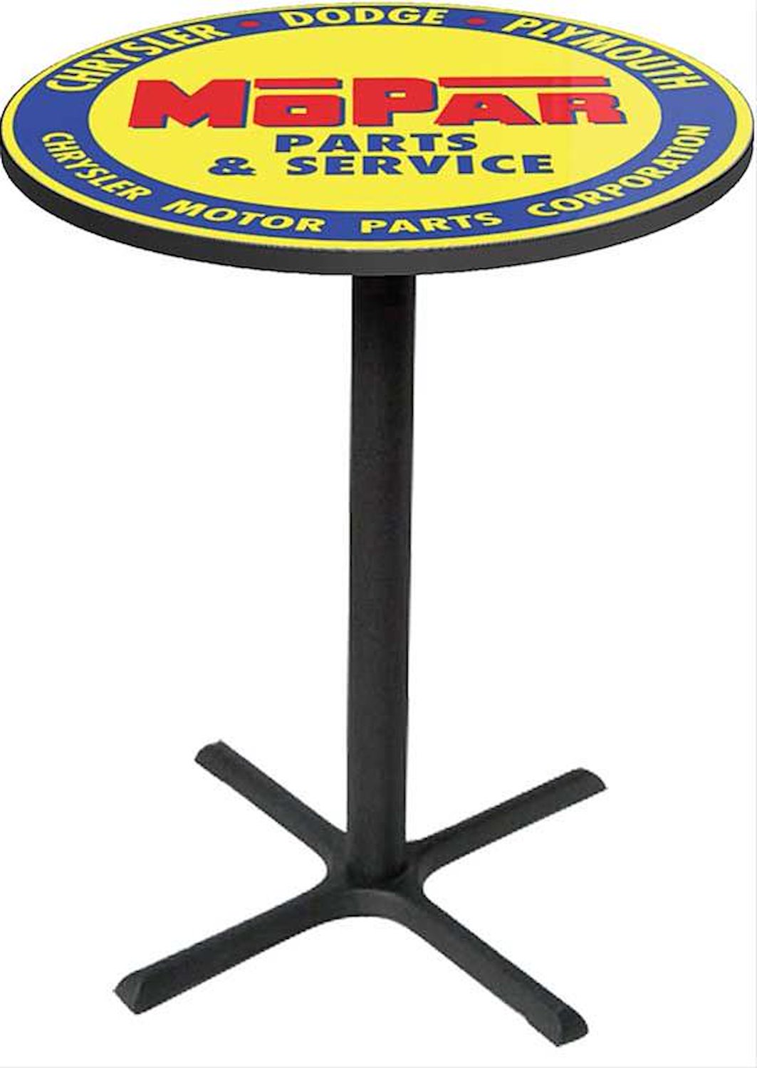 MD671104 Pub Table With Black Base 1948-53 Style Mopar Blue/Yellow parts And Accessories Logo