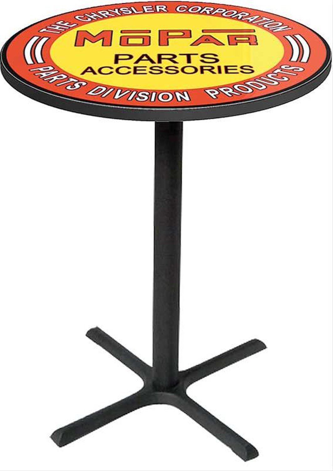 MD671106 Pub Table With Black Base 1948-53 Style Orange/Yellow Mopar parts And Accessories Logo