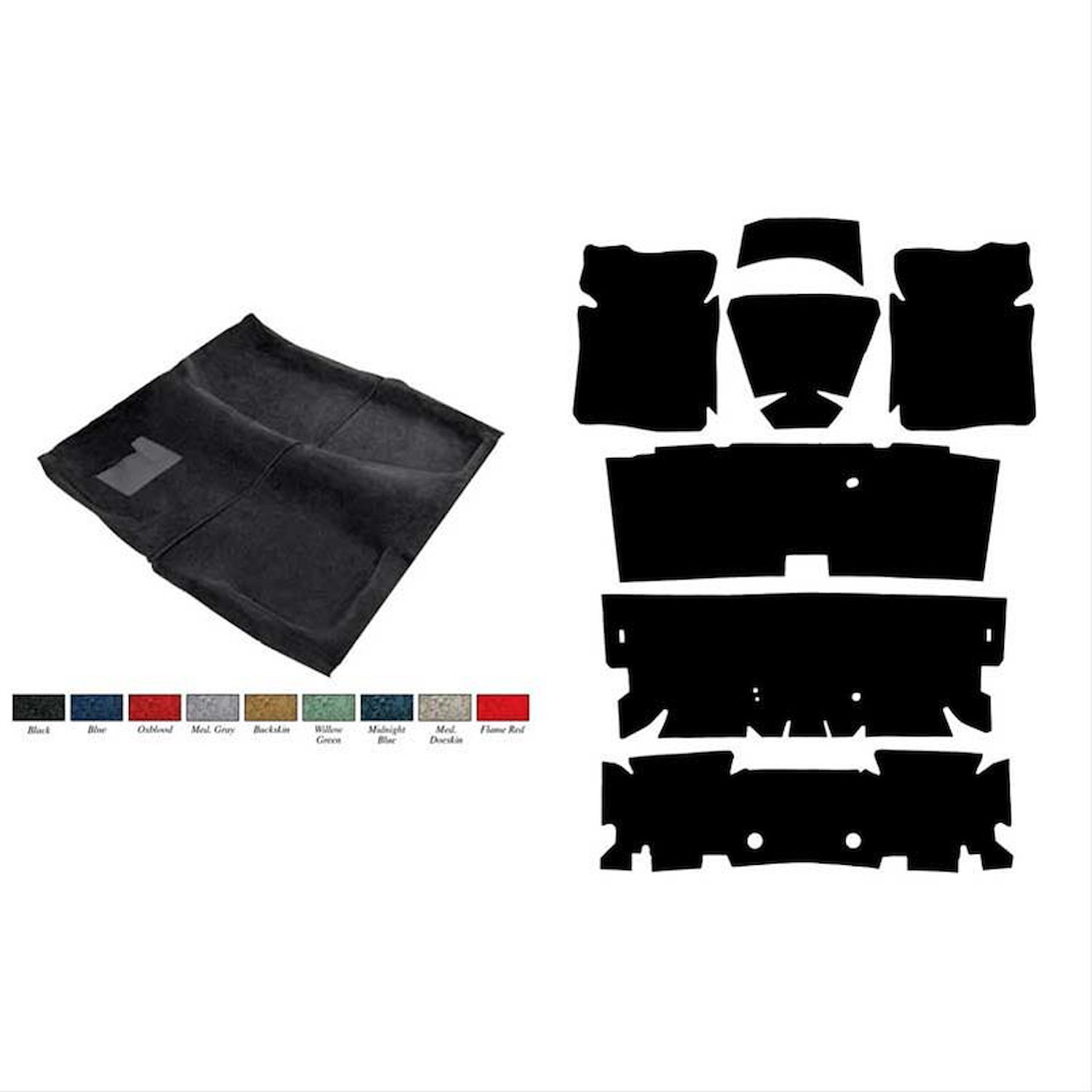 R2801 Molded Carpet And Underlay Set 1976-81 Camaro, Firebird; Cut Pile; Black; Without Console