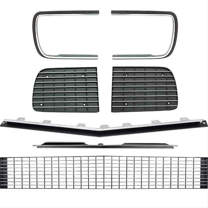R5027D Grille Kit for 1967-1968 Chevy Camaro RS w/o Headlight Bezel [Silver Trim]