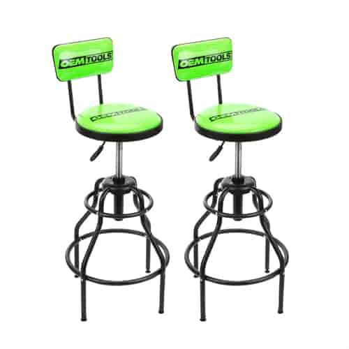 Adjustable Hydraulic Stools with Backrest Green Set of Two