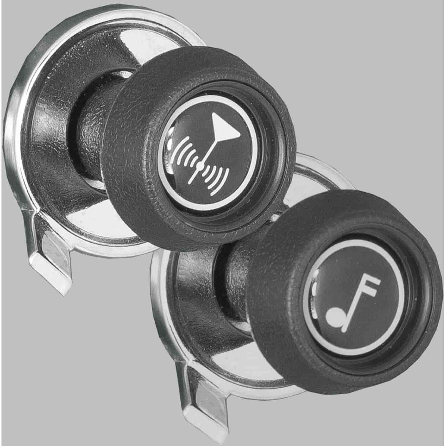 Black Knob Set Chrome Backing Plates