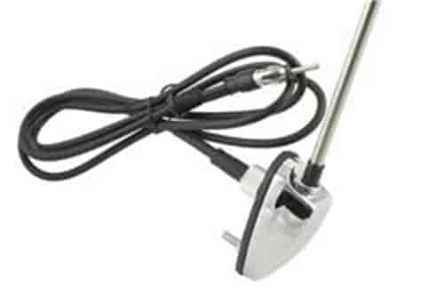 Side mount antenna with chrome base and steel antenna mast A4977VWA
