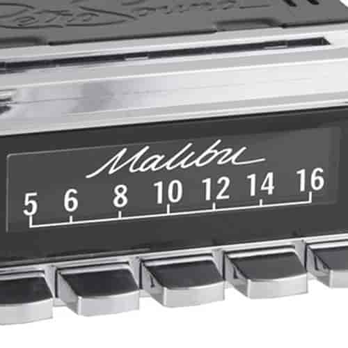 GM-licensed Vintage Look Radio Dial Screen Protectors Malibu Logo