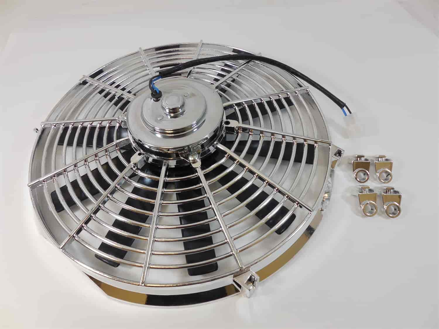 14 UNIVERSAL STRAIGHT BLADE HEAVY DUTY COOLING FAN 1750 CFM CHROME PLATED 12V
