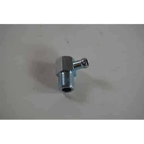 CHROME ALUMINUM 90 DEGREE FITTING 3/8 MALE WITH 3/8 HOSE BARB
