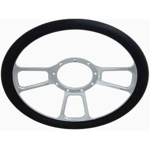 14 Chrome Billet T Style Steering Wheel with Leather Grip