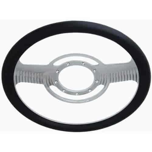 14 Chrome Billet Classic Style Steering Wheel with Leather Grip