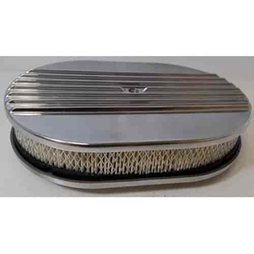 Fully Polished Aluminum Oval Air Cleaner Kit 15" x 2"