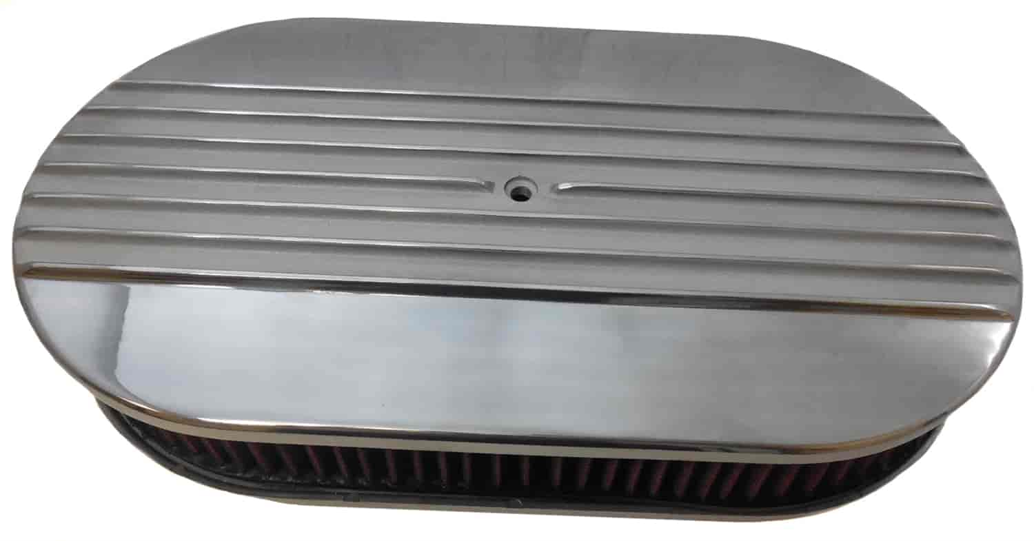 Fully Polished Aluminum Oval Air Cleaner Kit 15" x 2"