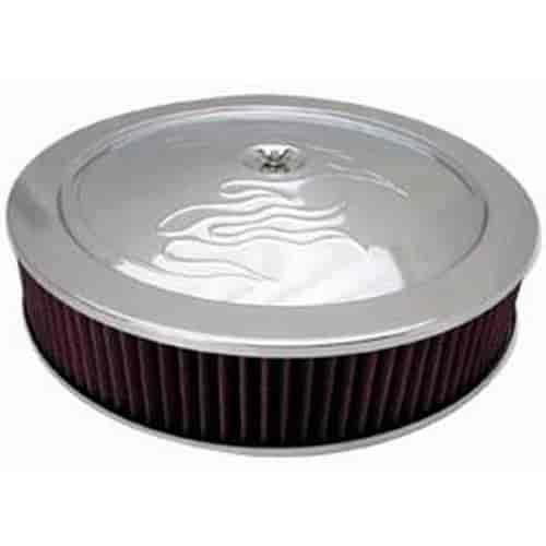 Round Flame Style Muscle Car Style Top Air Cleaner Set 14" x 3"