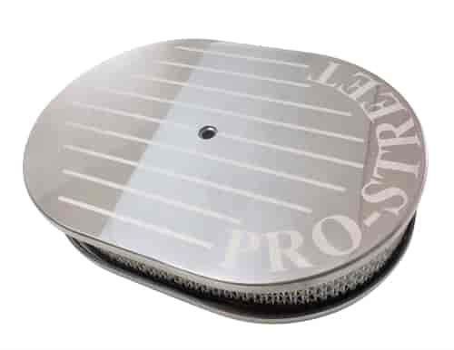Oval Polished Aluminum Air Cleaner Set 12" x 2"