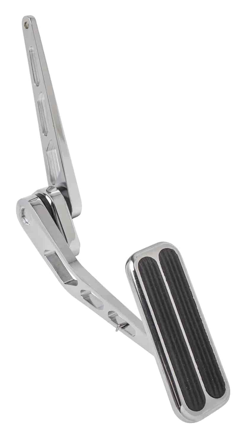 BILLET ALUMINUM THROTTLE PEDAL PAD WITH RUBBER INSERTS - CHROME FINISHED