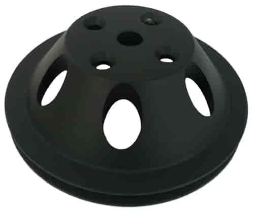 BLACK ANODIZED ALUMINUM SB CHEVY V8 SINGLE GROOVE WATER PUMP PULLEY - LWP UPPER
