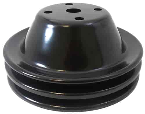 BLACK SB CHEVY 283-350 V8 DOUBLE GROOVE WATER PUMP PULLEY - LWP UPPER