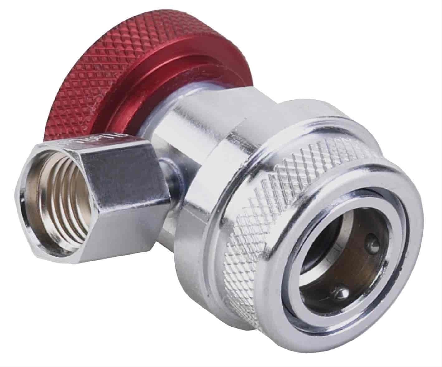R-134A High Side Field Service Coupler Compact Design Red Actuator