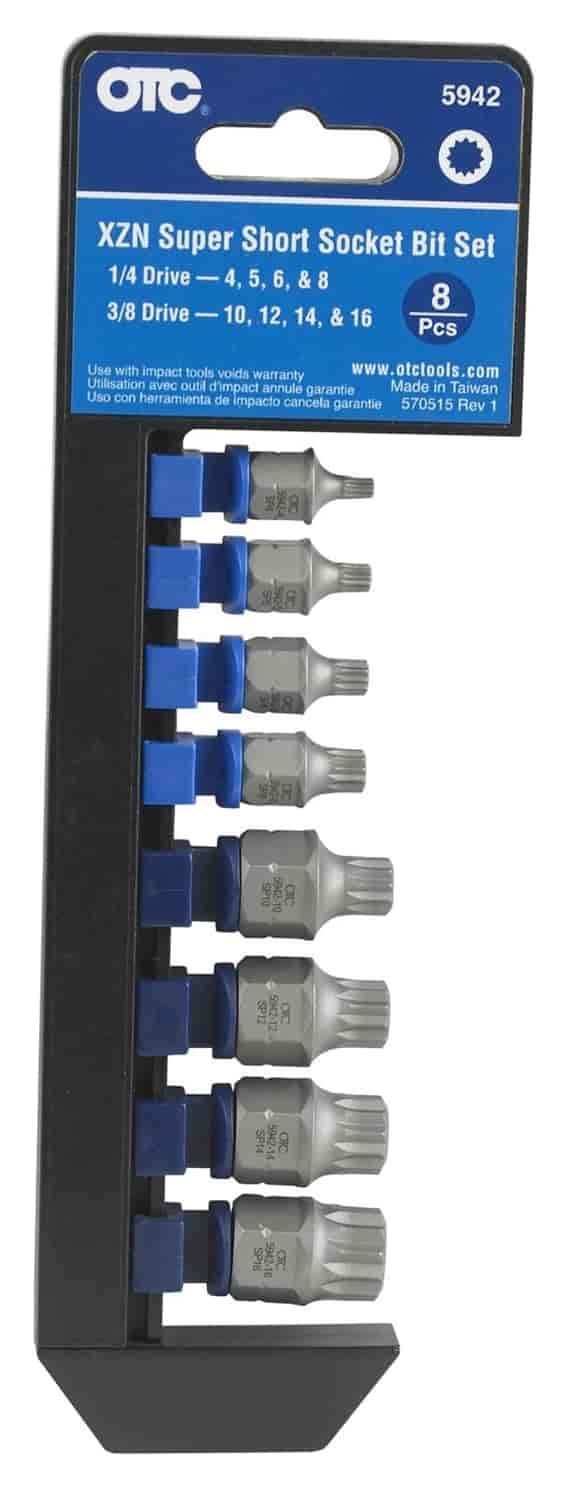 8 Piece Super Short Socket Bit Set Xzn -Triple Square