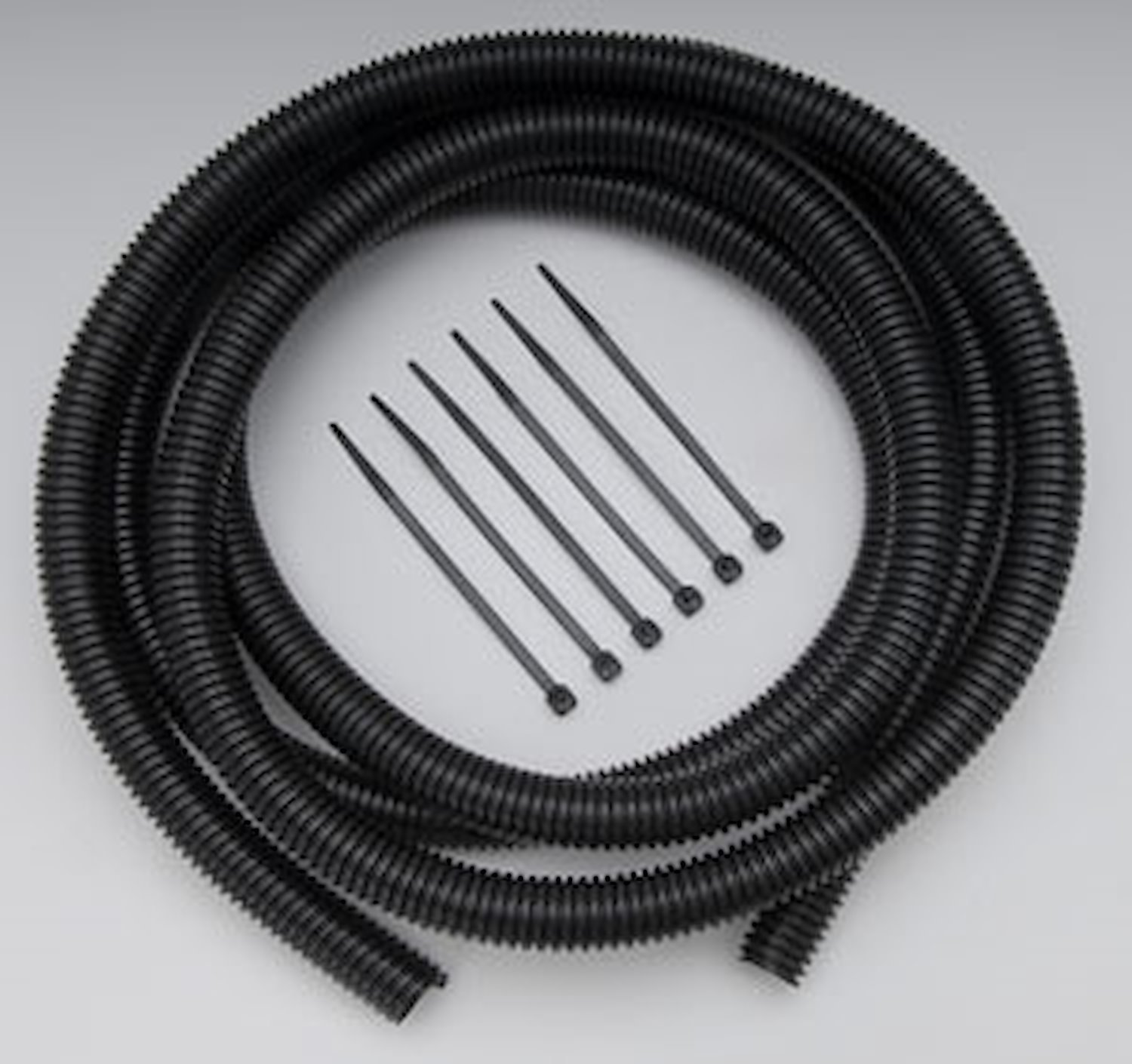 Convoluted Tubing with Tie Straps Black